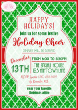 Load image into Gallery viewer, Retro Holiday Christmas Party Invitation Glitter Red Green Cheer Winter Boogie Bear Invitations Singall Theme Paperless Printable Printed