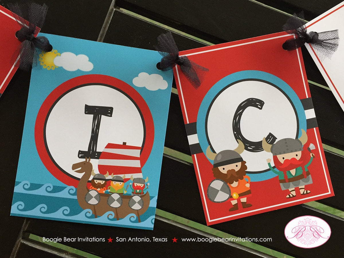 Viking Warrior Birthday Party Name Banner Boogie Bear Invitations Eric
