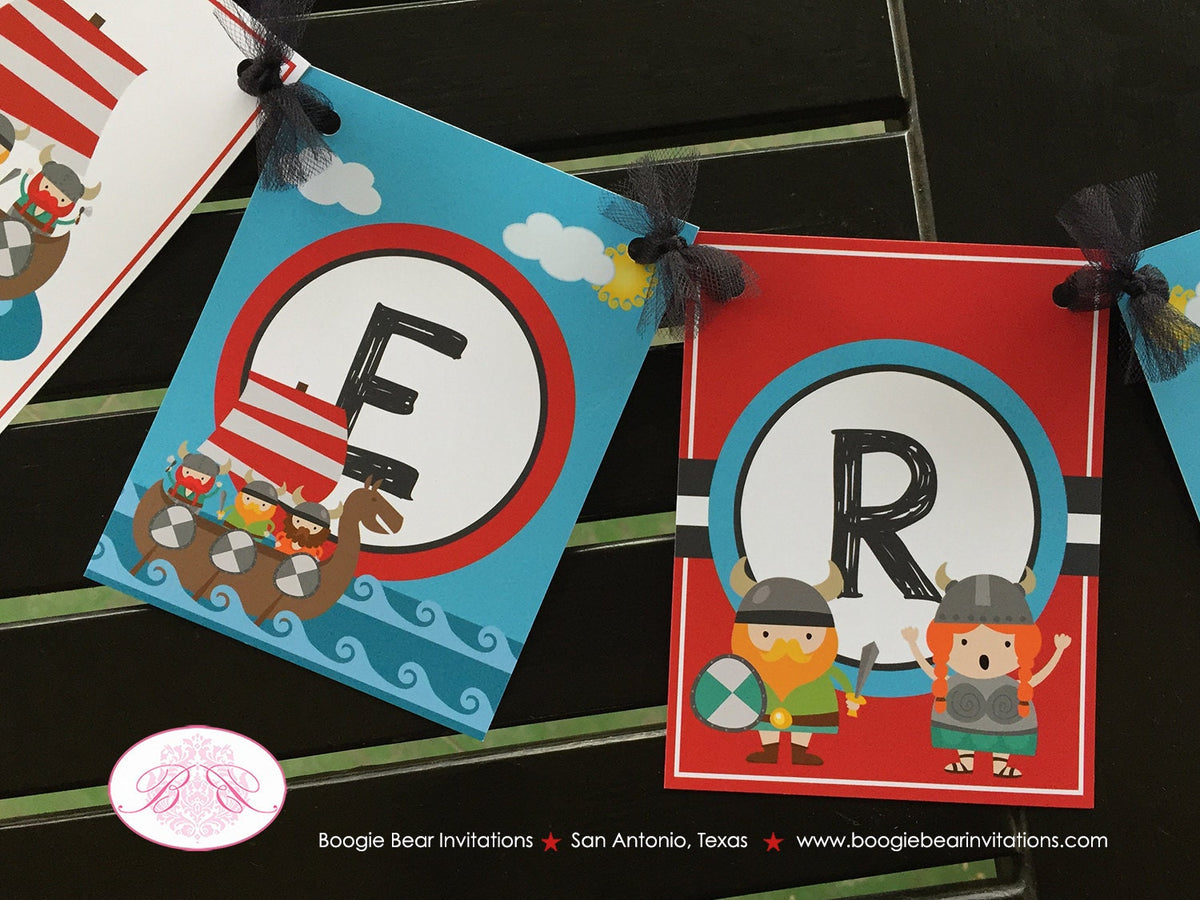 Viking Warrior Birthday Party Name Banner Boogie Bear Invitations Eric