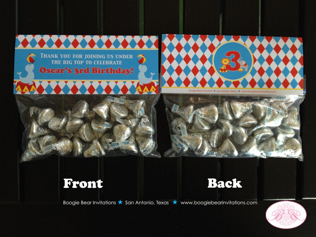 Circus Birthday Party Treat Bag Toppers Folded 3 Ring Elephant Seal Li ...