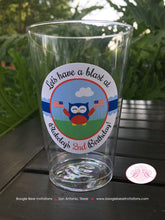 Load image into Gallery viewer, 4th of July Birthday Party Beverage Cups Plastic Drink Owls Fireworks Boy Girl Red White Blue Flag Boogie Bear Invitations Blakeley Theme