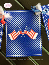 Load image into Gallery viewer, 4th of July Independence Day Party Banner Red White Blue Flag Stars Stripes USA United States Map 1st Boogie Bear Invitations Hamilton Theme