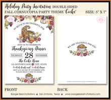 Load image into Gallery viewer, Thanksgiving Dinner Party Invitation Cornucopia Bounty Horn of plenty Lunch Floral Formal Brunch Boogie Bear Invitations Cooke Theme Printed