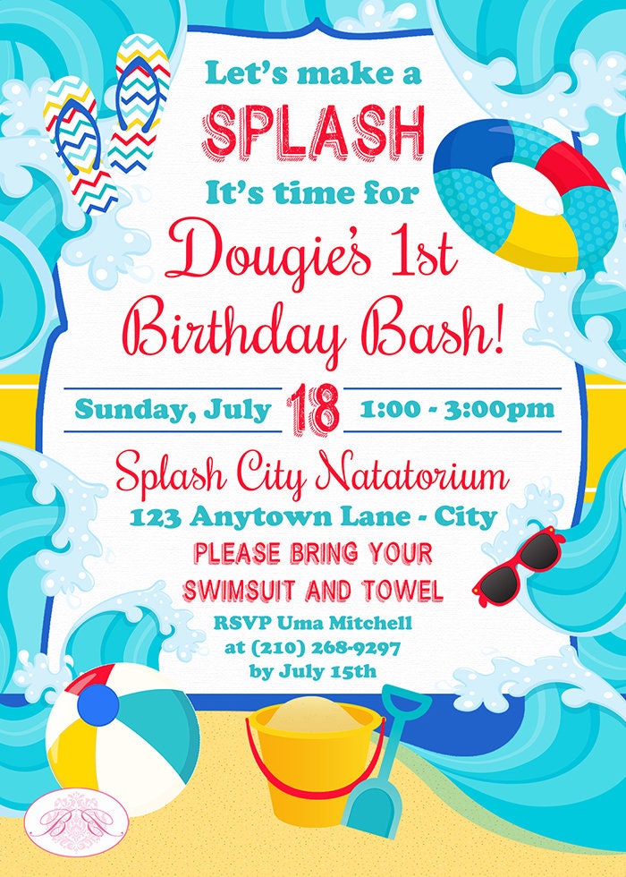 Splash Bash Birthday Party Invitation Pool Boy Girl Beach Ball Swim Wa – Boogie Bear Invitations splash-bash-birthday-party-invitation-pool-boy-girl-beach-ball-swim-wa-boogie-bear-invitations