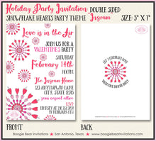 Load image into Gallery viewer, Snowflake Hearts Valentine&#39;s Party Invitation Red Pink Day Love Radial Snow Boogie Bear Invitations Ingram Theme Paperless Printable Printed