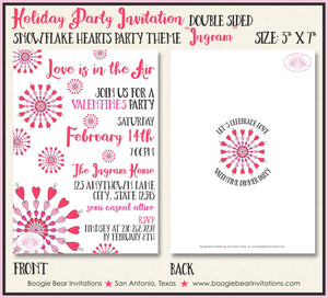 Snowflake Hearts Valentine's Party Invitation Red Pink Day Love Radial Snow Boogie Bear Invitations Ingram Theme Paperless Printable Printed