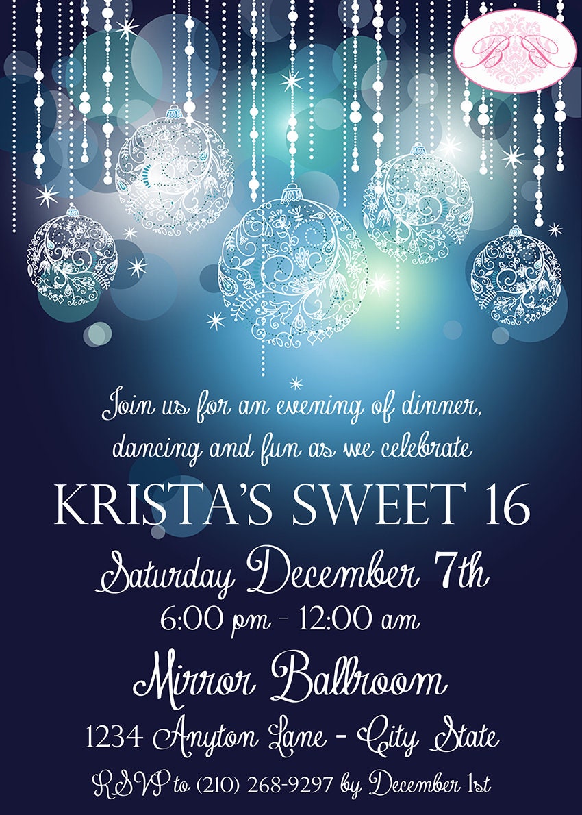 16th Birthday Party Printable Invitation Templates Sweet 16 Sweet 16