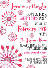 Load image into Gallery viewer, Snowflake Hearts Valentine&#39;s Party Invitation Red Pink Day Love Radial Snow Boogie Bear Invitations Ingram Theme Paperless Printable Printed