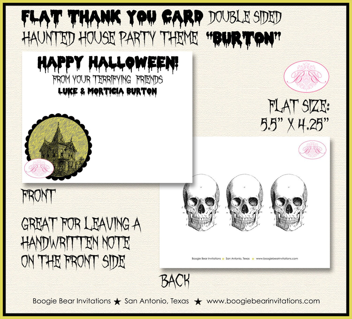 haunted-house-party-thank-you-card-note-gift-halloween-all-hallows-eve-boogie-bear-invitations