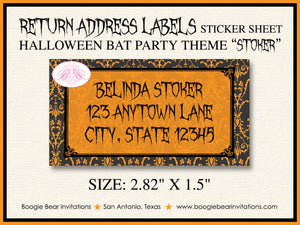 Halloween Haunted Bat Party Invitation Fall Spooky Black Scary Fright Night Boogie Bear Invitations Stoker Theme Paperless Printable Printed