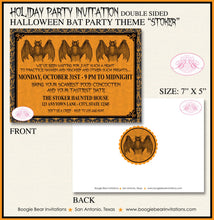 Load image into Gallery viewer, Halloween Haunted Bat Party Invitation Fall Spooky Black Scary Fright Night Boogie Bear Invitations Stoker Theme Paperless Printable Printed