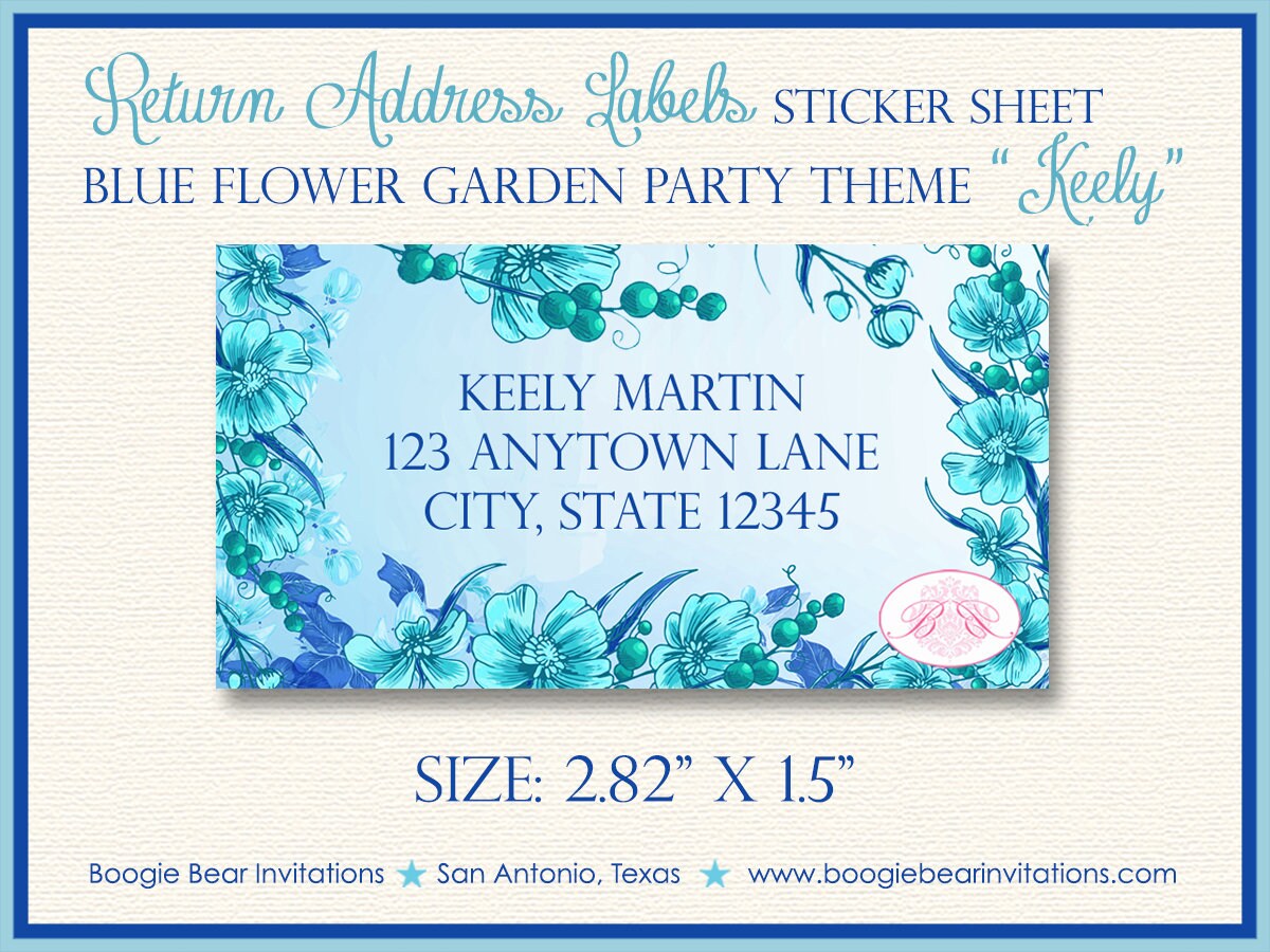 Blue Flower Garden Baby Shower Invitation Party Boogie Bear Invitations  Keely Theme Paperless Printable Printed, image size:1200x900