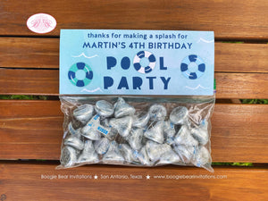 Swimming Pool Birthday Party Treat Bag Toppers Folded Favor Splash Bash Swim Blue Green Water Tubing Boogie Bear Invitations Martin Theme