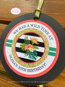 Tropical Paradise Party Favor Tags Birthday Girl Flamingo Toucan Pineapple Watermelon Teal Gold Coral Boogie Bear Invitations Olina Theme