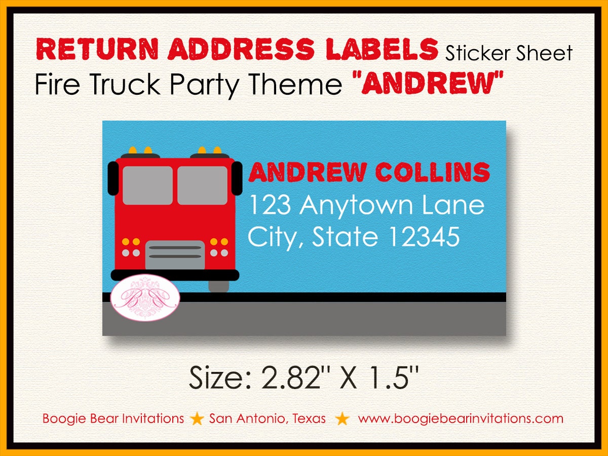 Red Fire Truck Birthday Party Invitation Fireman Man Firefighter Engin – Boogie Bear Invitations for Free Printable Fire Truck Birthday Invitations