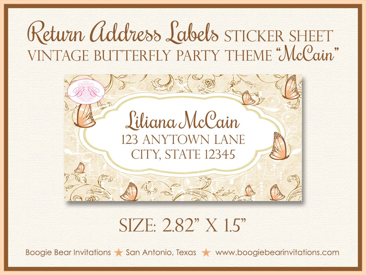 Vintage Butterfly Wedding Invitation Birthday Party Garden Spring Flow –  Boogie Bear Invitations, image size:1200x900