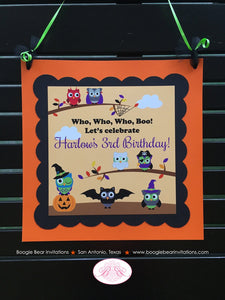 Halloween Owls Birthday Party Package Pastel Boy Girl Pumpkin Spooky Black Woodland Animals Birds Fall Boogie Bear Invitations Harlow Theme