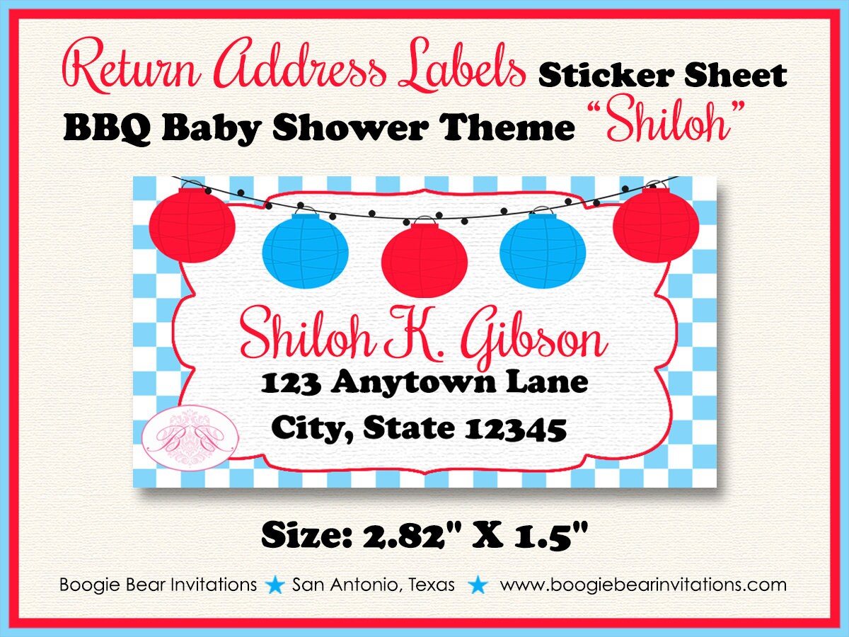 BBQ Baby Shower Party Invitation Red Blue Boogie Bear Invitations Shil, image size:1200x900