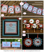Load image into Gallery viewer, Red Ladybug Birthday Party Package Girl Little Lady Bug Blue Black Picnic Country Picnic Garden Summer Boogie Bear Invitations Sabrina Theme