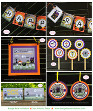 Load image into Gallery viewer, Halloween Birthday Party Package Graveyard Witch Black Cat Bat Haunted House Cemetery Headstone Moon Boogie Bear Invitations Raven Lee Theme