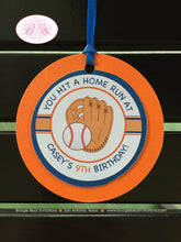 Load image into Gallery viewer, Retro Baseball Birthday Party Package Boy Girl Orange Blue Tee Soft Ball Softball Home Run Team Sports Boogie Bear Invitations Casey Theme
