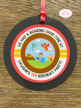 Load image into Gallery viewer, Dragon Knight Party Favor Tags Birthday Soldier Shield Red Brown Blue Flying Slayer Castle Sword Battle Boogie Bear Invitations Lawson Theme