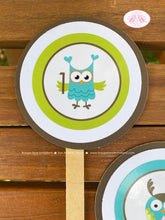Load image into Gallery viewer, Forest Owls Birthday Party Package Girl Boy Retro Woodland Animals Creatures Birds Vintage Retro Rustic Boogie Bear Invitations Kayden Theme