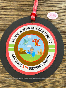 Dragon Knight Party Favor Tags Birthday Soldier Shield Red Brown Blue Flying Slayer Castle Sword Battle Boogie Bear Invitations Lawson Theme