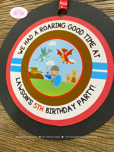 Dragon Knight Party Favor Tags Birthday Soldier Shield Red Brown Blue Flying Slayer Castle Sword Battle Boogie Bear Invitations Lawson Theme