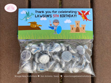 Load image into Gallery viewer, Dragon Knight Birthday Party Treat Bag Toppers Folded Favor Soldier Shield Red Flying Hero Slayer Toy Boogie Bear Invitations Lawson Theme