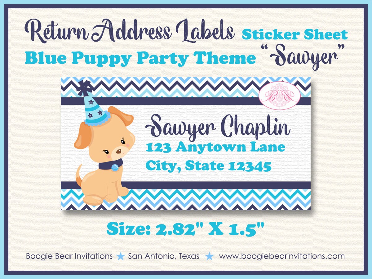 Blue Puppy Birthday Party Invitation Photo Boy Girl Dog Pet Paw Pawty ...