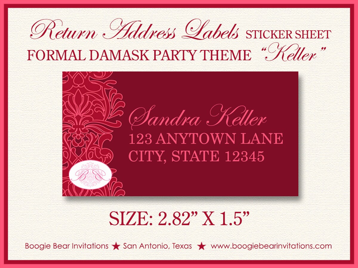 Formal Damask Wedding Invitation Birthday Party Red Flower Lotus Victo –  Boogie Bear Invitations, image size:1200x900
