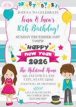 Load image into Gallery viewer, Happy New Years Birthday Party Invitation Boogie Bear Invitations Lona Luca Theme Paperless Printable Printed