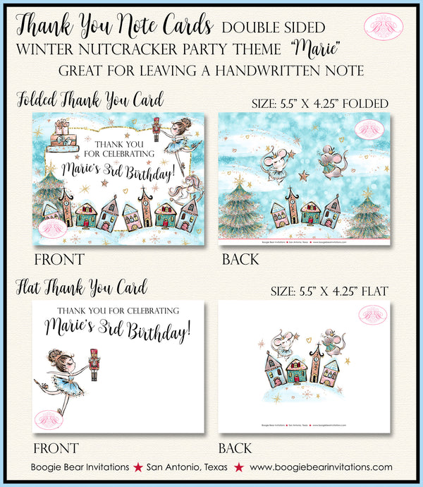 Nutcracker Party Thank You Cards Birthday Winter Christmas Ballet Boogie Bear Invitations Marie Theme Printed