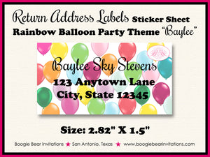 Balloons Photo Birthday Party Invitation Rainbow Colorful Painting Girl Boy Boogie Bear Invitations Baylee Theme Paperless Printable Printed