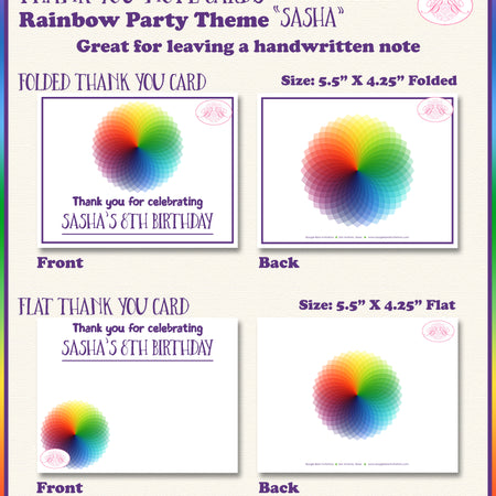Rainbow Birthday Party Thank You Card Note Painting Boogie Bear Invitations Sasha Theme Printed