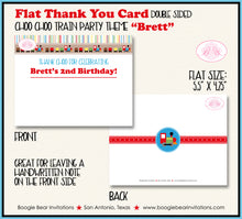 Load image into Gallery viewer, Train Birthday Party Thank You Card Retro Note Choo Choo Boogie Bear Invitations Brett Theme Printed