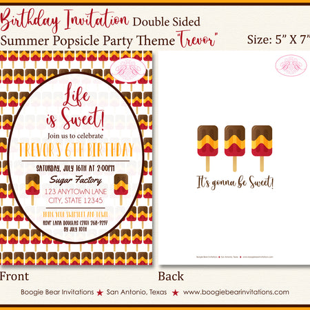 Popsicle Birthday Party Invitation Ice Cream Sweet Boogie Bear Invitations Trevor Theme Paperless Printable Printed
