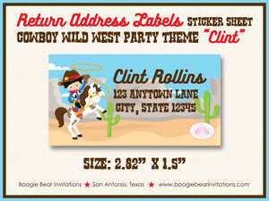 Cowboy Wild West Birthday Party Invitation Boy Boogie Bear Invitations Clint Theme Paperless Printable Printed
