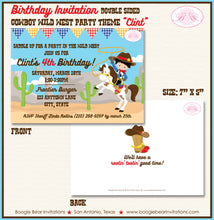 Load image into Gallery viewer, Cowboy Wild West Birthday Party Invitation Boy Boogie Bear Invitations Clint Theme Paperless Printable Printed