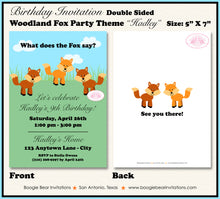 Load image into Gallery viewer, Woodland Fox Birthday Party Invitation Forest Animals What Does The Fox Say Boogie Bear Invitation Hadley Theme Paperless Printable Printed