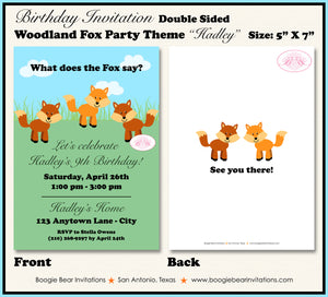 Woodland Fox Birthday Party Invitation Forest Animals What Does The Fox Say Boogie Bear Invitation Hadley Theme Paperless Printable Printed