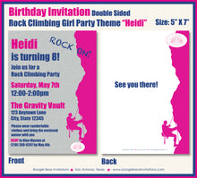 Load image into Gallery viewer, Rock Mountain Climbing Party Invitation Birthday Girl Pink Boogie Bear Invitations Heidi Theme Printed