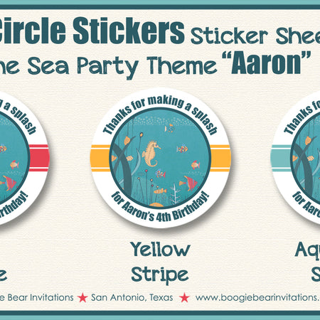 Under the Sea Party Stickers Birthday Boogie Bear Invitations Aaron Theme