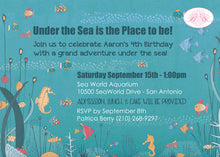 Load image into Gallery viewer, Under The Sea Party Invitation Birthday Fish Swimming Boogie Bear Invitations Aaron Theme Paperless Printable Printed