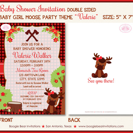 Little Moose Baby Shower Invitation Red Boogie Bear Invitations Valerie Theme Paperless Printable Printed