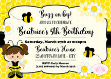 Load image into Gallery viewer, Busy Bee Girl Birthday Party Invitation Little Boogie Bear Invitations Beatrice Theme Paperless Printable Printed