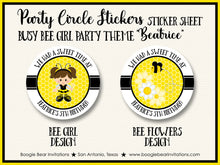 Load image into Gallery viewer, Busy Bee Girl Party Circle Stickers Birthday Sheet Round Boogie Bear Invitations Beatrice Theme