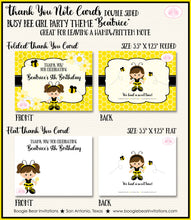 Load image into Gallery viewer, Busy Bee Girl Birthday Party Thank You Note Card Boogie Bear Invitations Beatrice Theme Printed