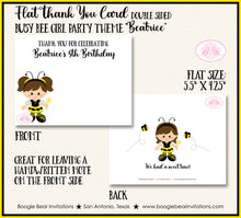 Load image into Gallery viewer, Busy Bee Girl Birthday Party Thank You Note Card Boogie Bear Invitations Beatrice Theme Printed